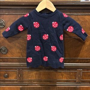 Jacadi Paris Navy and Red Ladybug Cotton Dress 6 mos